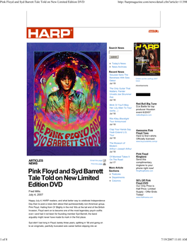 Pink Floyd and Syd Barrett Tale Told on New Limited Edition DVD