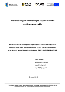 Analiza Atrakcyjności Inwestycyjnej Regionu W Świetle Współczesnych Trendów