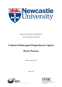 Control of Detergent Properties in a Spray Dryer Process