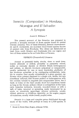 Senecio (Compositae) in Honduras, Nicaragua and El Salvador: a Synopsis