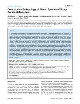 Comparative Embryology of Eleven Species of Stony Corals (Scleractinia)