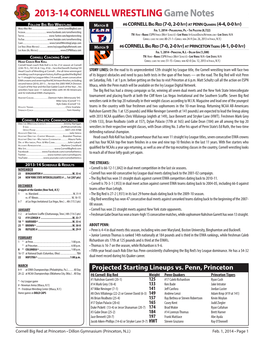 2013-14 CORNELL Wrestlinggame Notes