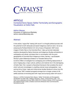 ARTICLE Contested Sonic Space: Settler Territoriality and Sonographic Visualization at Celilo Falls