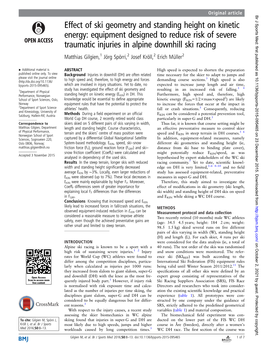 Effect of Ski Geometry and Standing Height on Kinetic Energy: Equipment Designed to Reduce Risk of Severe Traumatic Injuries In