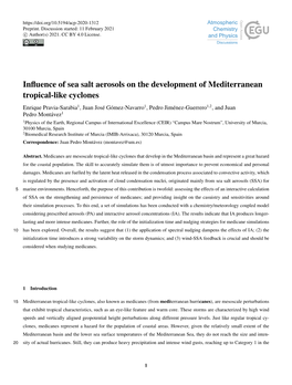 Influence of Sea Salt Aerosols on the Development of Mediterranean