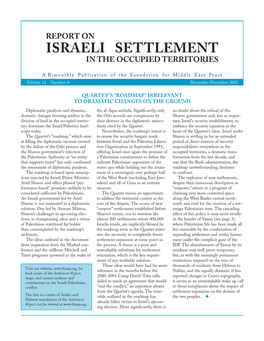 Report on Israeli Settlement in the Occupied Territories, November