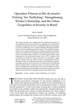 Sex Trafficking’, Strengthening Worker Citizenship, and the Urban Geopolitics of Security in Brazil