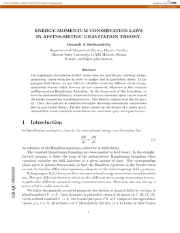 Energy-Momentum Conservation Laws in Affine-Metric Gravitation Theory