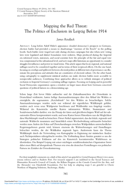 Mapping the Red Threat: the Politics of Exclusion in Leipzig Before 1914