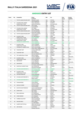 Amended Entry List