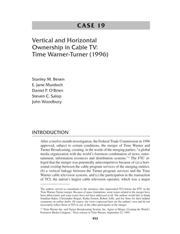 CASE 19 Vertical and Horizontal Ownership in Cable TV