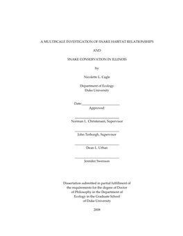 A Multiscale Investigation of Snake Habitat Relationships