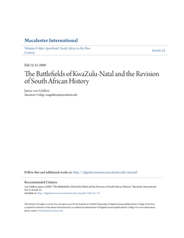 The Battlefields of Kwazulu-Natal and the Revision of South African History