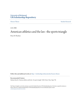 American Athletics and the Law : the Sports Triangle Brian M