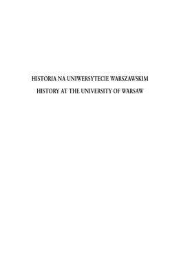 Historia Na Uniwersytecie Warszawskim History at the University of Warsaw