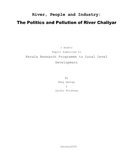 Documenting the Politics and Pollution of River Chaliyar