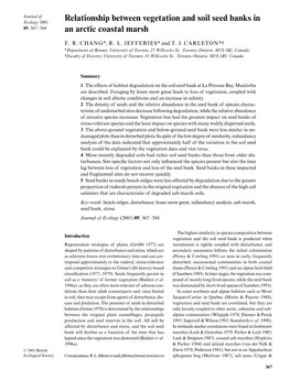 Relationship Between Vegetation and Soil Seed Banks in an Arctic Coastal