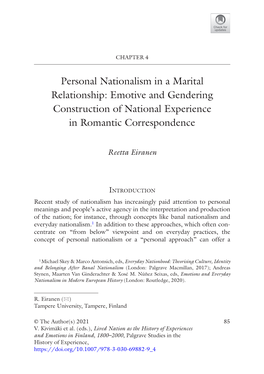 Personal Nationalism in a Marital Relationship: Emotive and Gendering Construction of National Experience in Romantic Correspondence