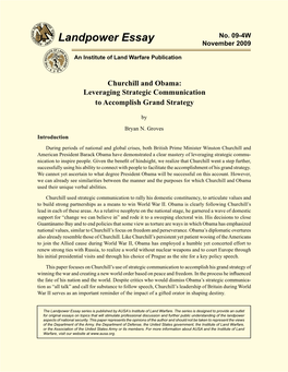 Churchill and Obama: Leveraging Strategic Communication to Accomplish Grand Strategy