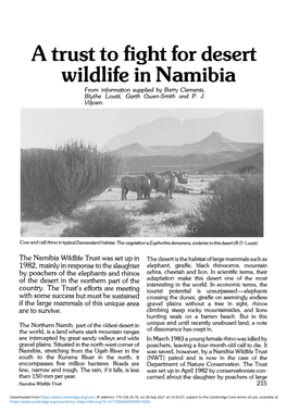 A Trust to Fight for Desert Wildlife in Namibia from Information Supplied by Barry Clements, Blythe Loutit, Garth Owen-Smith and P