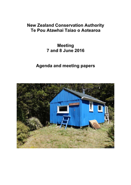 New Zealand Conservation Authority Te Pou Atawhai Taiao O Aotearoa