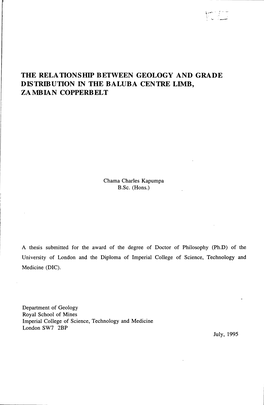 The Relationship Between Geology and Grade Distribution in the Baluba Centre Limb, Zambian Copperbelt