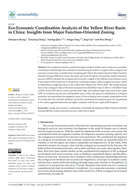 Eco-Economic Coordination Analysis of the Yellow River Basin in China: Insights from Major Function-Oriented Zoning
