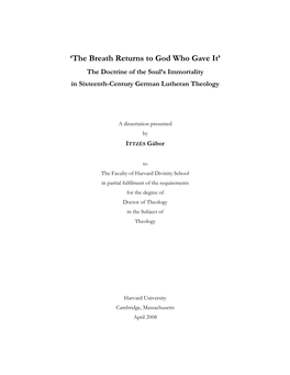 'The Breath Returns to God Who Gave