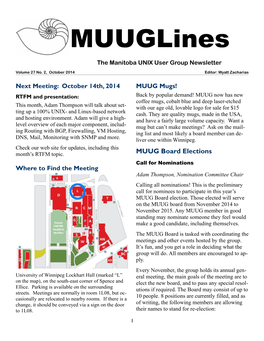 Muuglines the Manitoba UNIX User Group Newsletter