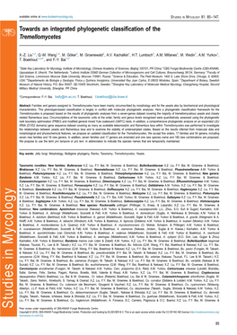 Towards an Integrated Phylogenetic Classification of the Tremellomycetes