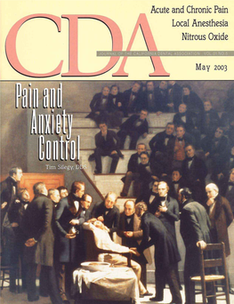 Journal of the California Dental Association to Pain Sia Administered By, None Other Than a Dentist, William and Anxiety Control in Dentistry