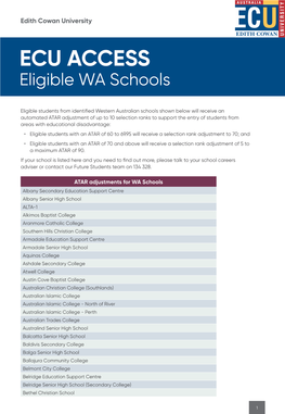 ECU ACCESS Eligible WA Schools