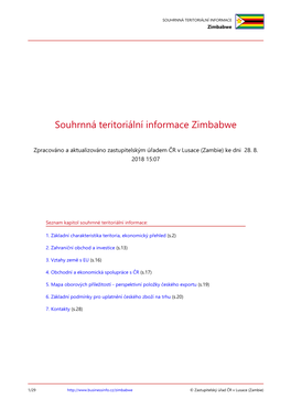 Souhrnná Terirotální Informace Zimbabwe