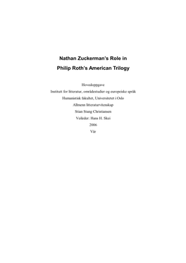 Nathan Zuckerman's Role in Philip Roth's American Trilogy