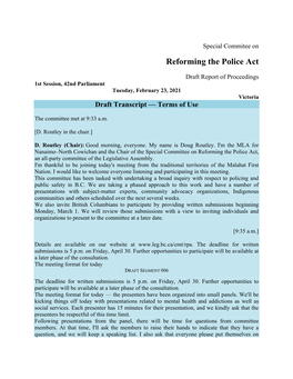 Reforming the Police Act