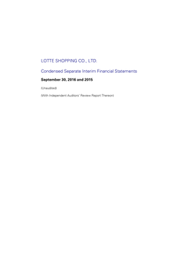 LOTTE SHOPPING CO., LTD. Condensed Separate Interim Statements of Financial Position