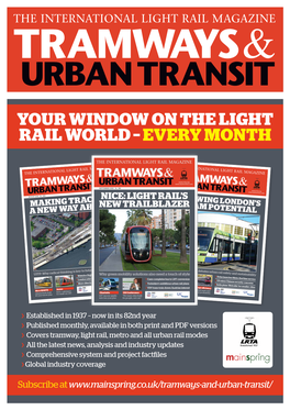 Your Window on the Light Rail World – Every Month