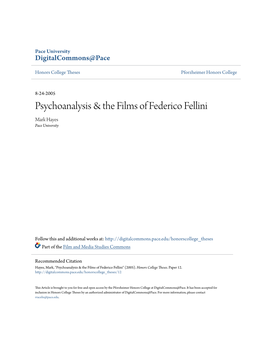 Psychoanalysis & the Films of Federico Fellini