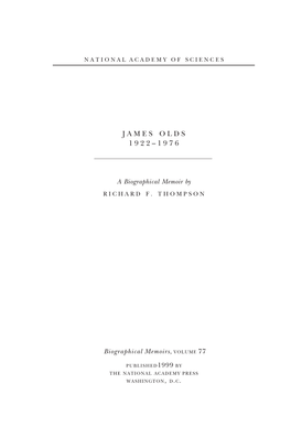 James Olds Biographical Memoir