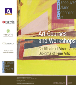 Art Courses and Workshops Certificate of Visual Arts Thank You to Our Corporate Sponsors