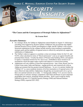 “The Causes and the Consequences of Strategic Failure in Afghanistan?”