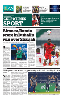 Almoez, Ramin Score in Duhail's Win Over Sharjah