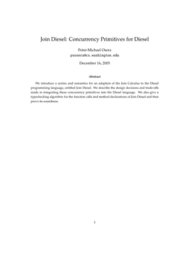 Join Diesel: Concurrency Primitives for Diesel