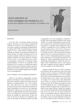 Aves Españolas Con Nombres De Persona (V): El Pito Real Ibérico (Picus Sharpei, Saunders, 1872)