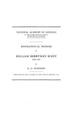 William Berryman Scott 1858-1947