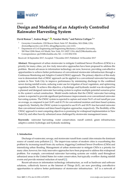 Design and Modeling of an Adaptively Controlled Rainwater Harvesting System
