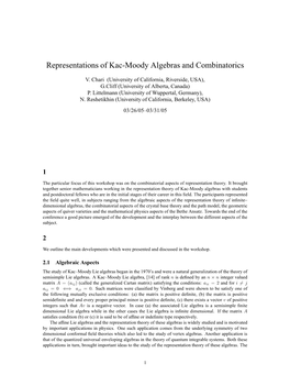 Representations of Kac-Moody Algebras and Combinatorics