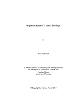 Improvisation in Choral Settings