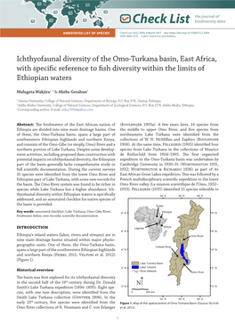Ichthyofaunal Diversity of the Omo-Turkana Basin, East Africa, with Specific Reference to Fish Diversity Within the Limits of Ethiopian Waters