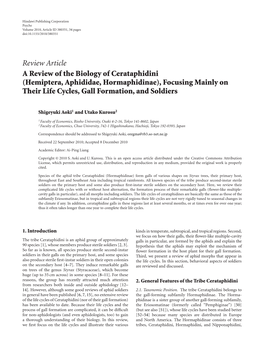 A Review of the Biology of Cerataphidini (Hemiptera, Aphididae, Hormaphidinae), Focusing Mainly on Their Life Cycles, Gall Formation, and Soldiers